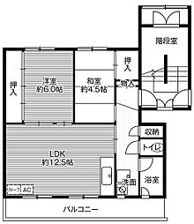 ビレッジハウス望洋2号棟 1階2LDKの間取り