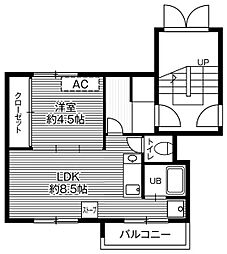 ビレッジハウス福住4 1LDKの間取図画像