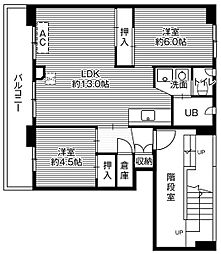 ビレッジハウス八雲1 2LDKの間取図画像