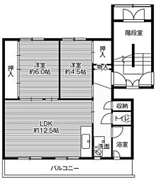 ビレッジハウス宮の沢4号棟 2LDKの間取図画像