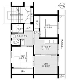 ビレッジハウス河南2号棟 3DKの間取図画像