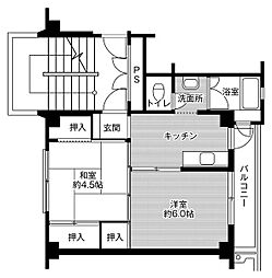 ビレッジハウス岩谷堂1号棟 2Kの間取図画像
