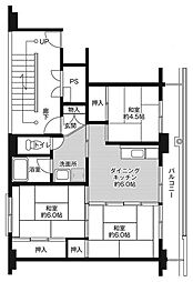 ビレッジハウス大和2号棟 3DKの間取図画像