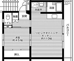 ビレッジハウス黒須野1号棟 1LDKの間取図画像