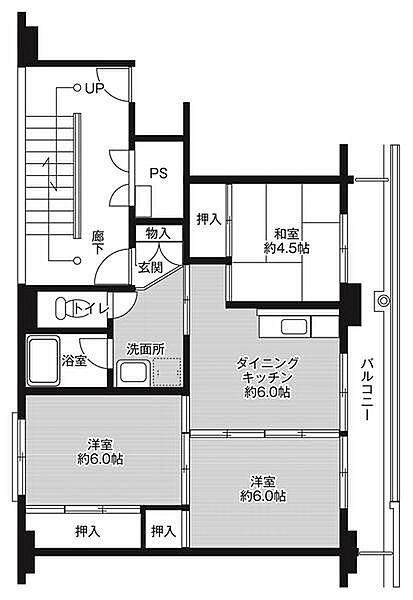 ビレッジハウスひといち2号棟 0306｜青森県八戸市大字櫛引(賃貸マンション3DK・3階・53.08㎡)の写真 その2