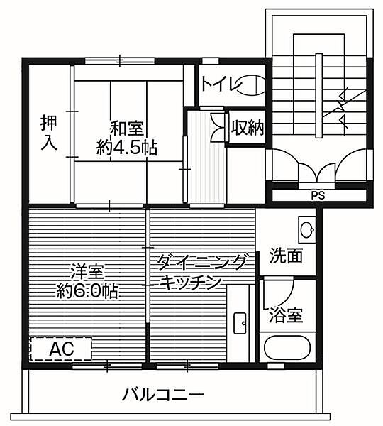 ビレッジハウス中桜田1号棟 0102｜山形県山形市大字中桜田(賃貸マンション2DK・1階・39.83㎡)の写真 その2