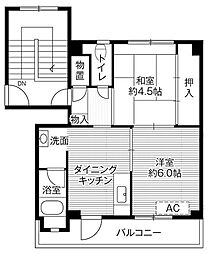 ビレッジハウス長内1号棟 5階2DKの間取り