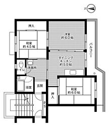 ビレッジハウス中桜田2号棟 3DKの間取図画像