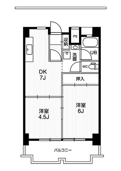 ビレッジハウス一宮タワー1号棟 0806｜愛知県一宮市起字与三ケ巻(賃貸マンション2DK・8階・45.10㎡)の写真 その2