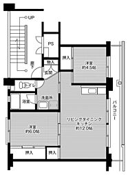ビレッジハウス福田2号棟 2LDKの間取図画像