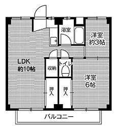 ビレッジハウス高花平1号棟 2LDKの間取図画像