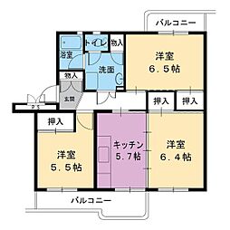 ビレッジハウス井之口3号棟 3DKの間取図画像