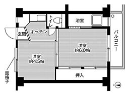 ビレッジハウス八代山3号棟 2Kの間取図画像