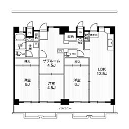 ビレッジハウス一宮タワー1号棟 3LDKの間取図画像