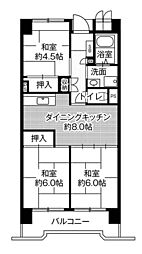 ビレッジハウス笠寺タワー 3DKの間取図画像