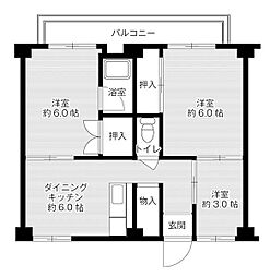 ビレッジハウス鈴蘭台3号棟 3DKの間取図画像