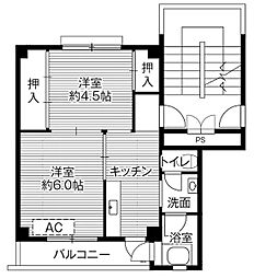 ビレッジハウス立江1 2Kの間取図画像