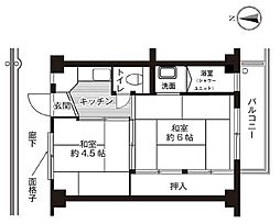 ビレッジハウス藤田1 2Kの間取図画像