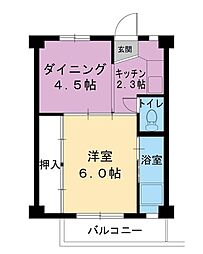ビレッジハウス白浜1号棟 1DKの間取図画像