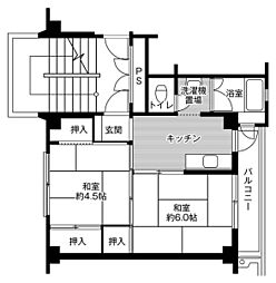 ビレッジハウス行松2号棟 2Kの間取図画像