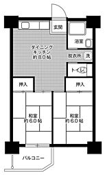 ビレッジハウス泉北栂タワー 2DKの間取図画像