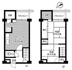 ビレッジハウス加賀田2号棟 2LDKの間取図画像