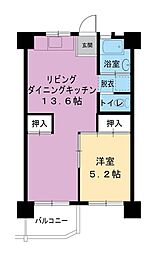 ビレッジハウス泉北栂タワー 1LDKの間取図画像