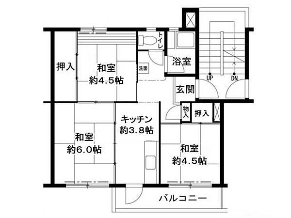 ビレッジハウス鳴滝7号棟 0405｜和歌山県和歌山市園部(賃貸マンション3K・4階・42.97㎡)の写真 その2