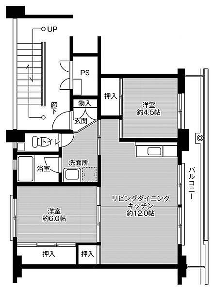 ビレッジハウス社第二2号棟 0301｜兵庫県加東市沢部(賃貸マンション2LDK・3階・53.08㎡)の写真 その2
