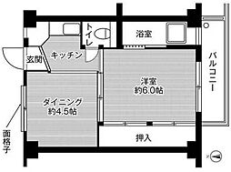 ビレッジハウス中庄1号棟 3階1DKの間取り