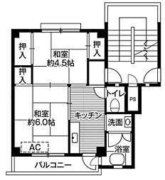 ビレッジハウス田布施2号棟 2Kの間取図画像