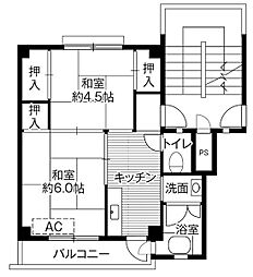 ビレッジハウス田布施1号棟 2Kの間取図画像