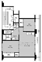ビレッジハウス北山手1号棟 2LDKの間取図画像