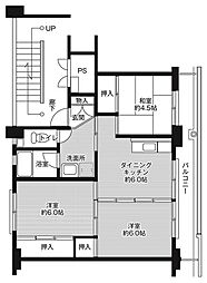 ビレッジハウス楠島2号棟 3DKの間取図画像