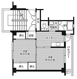 ビレッジハウス八本松4号棟 2Kの間取図画像