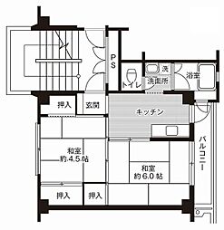 ビレッジハウス願万地2 2Kの間取図画像
