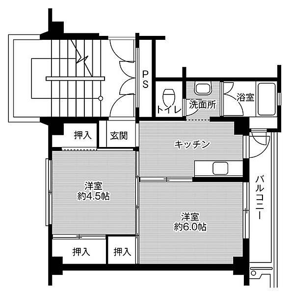 ビレッジハウス米田2号棟 0202｜鳥取県倉吉市米田町(賃貸マンション2K・2階・33.54㎡)の写真 その2