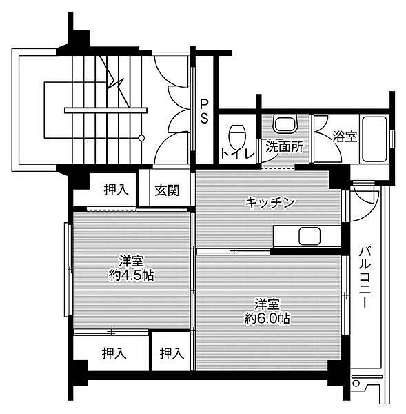 ビレッジハウス今保1号棟 0403｜岡山県岡山市北区今保(賃貸マンション2K・4階・33.51㎡)の写真 その2