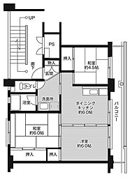 ビレッジハウス楠島1号棟 3階3DKの間取り