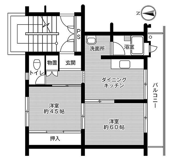 ビレッジハウス的場2号棟 0103｜福岡県福岡市南区的場２丁目(賃貸マンション2DK・1階・38.46㎡)の写真 その2