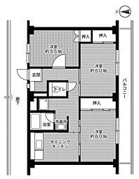 ビレッジハウス沼小柳3号棟 3DKの間取図画像