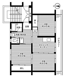 ビレッジハウス水巻2 3DKの間取図画像