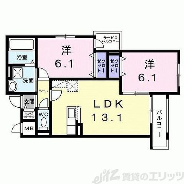 ブリリアント 302｜大阪府箕面市粟生新家２丁目(賃貸アパート2LDK・3階・56.82㎡)の写真 その2