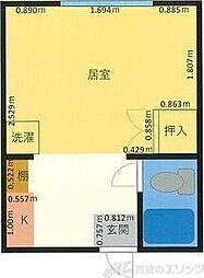 梶マンション 1Kの間取図画像