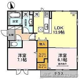 PastralCourtSenri 2LDKの間取図画像