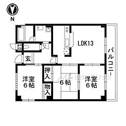 サンハート南茨木III 3LDKの間取図画像
