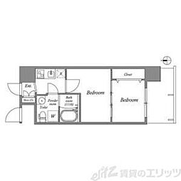 セレニテ江坂ルフレ 2Kの間取図画像
