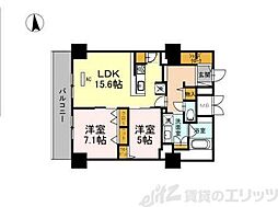グランセジュール江坂パーカー江坂ビル 2LDKの間取図画像