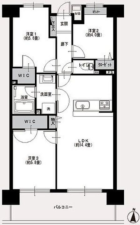 3LDK 間取り