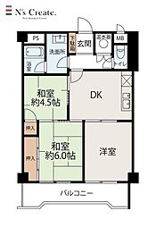 レジデンスサンシャイン米ヶ袋 3DKの間取図画像